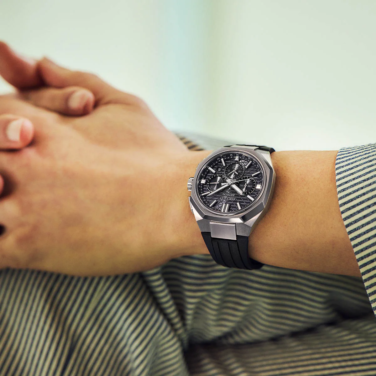 Astron GPS Solar Dual-Time Chronograph in Titanium - HAB002J1 - Image 3