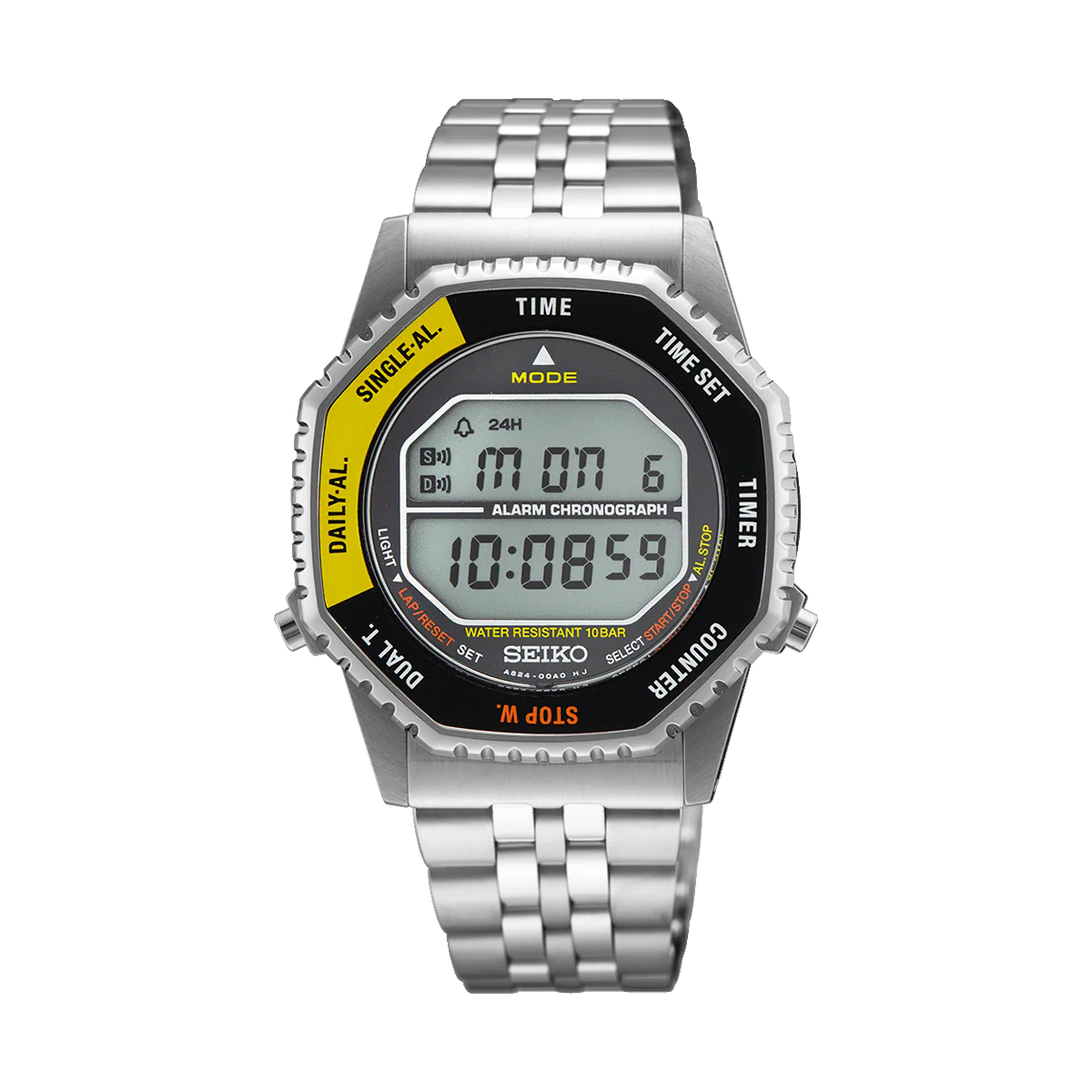 Men’s Digital Quartz Watch in Black & Yellow - SMGG17P1